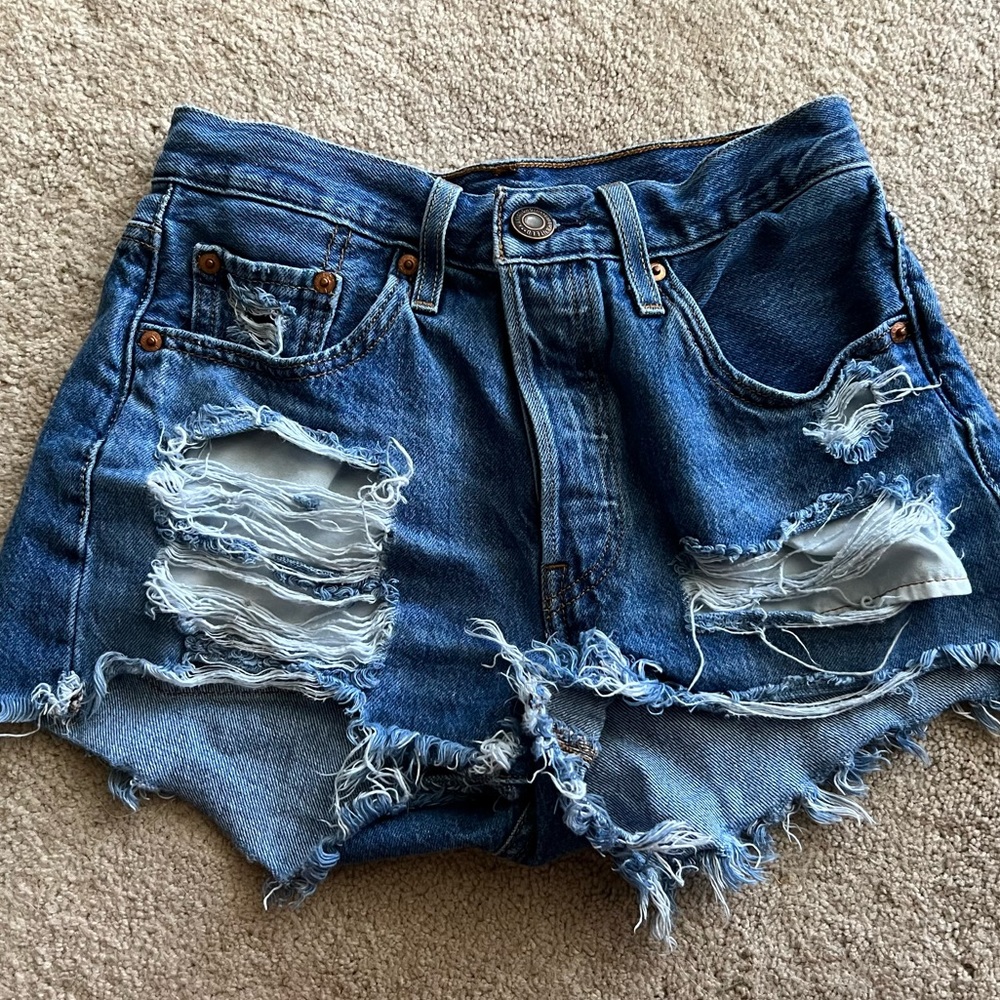 Levi’s high waisted ripped shorts